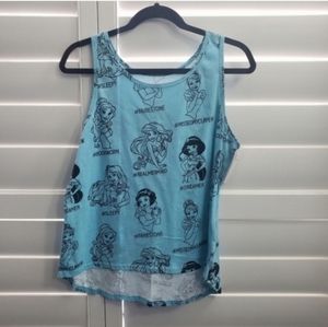 Disney princesses blue hashtag high low tank